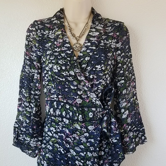 Ganni Floral Print Georgette Wrap Dress - Picture 9 of 12